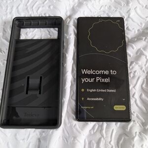 Google Pixel 6 Pale Green Smartphone with Black Case